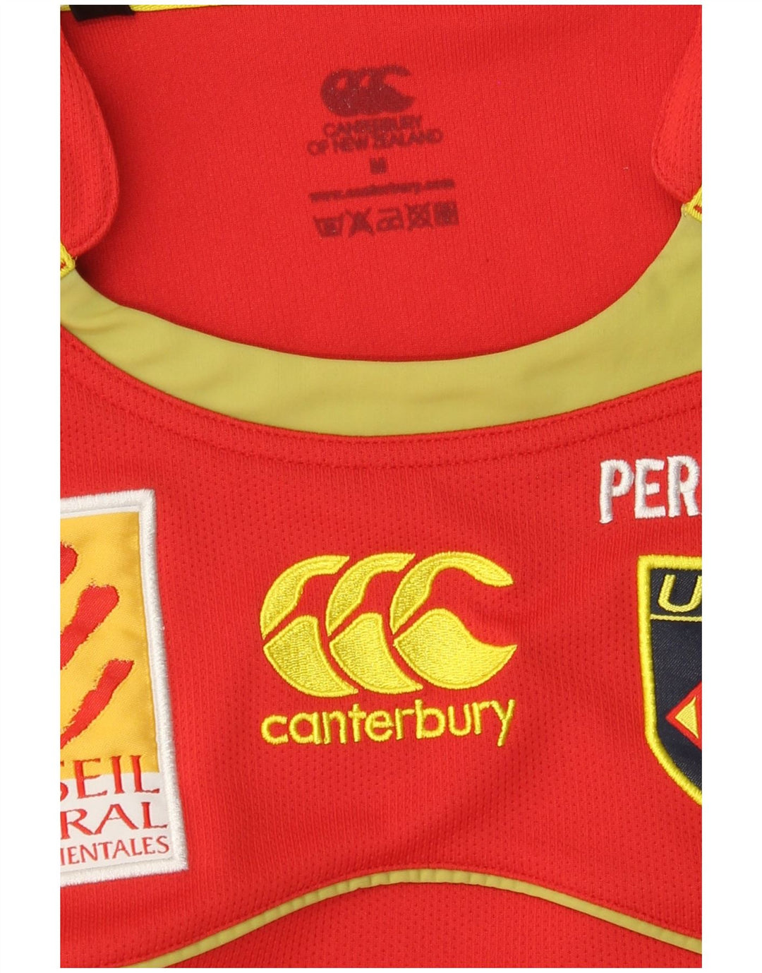 Camiseta gráfica masculina Canterbury Top médio vermelho colorblock