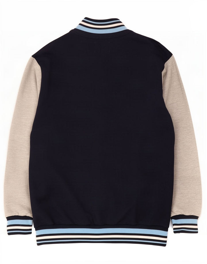 Sergio Tacchini moletom gráfico feminino jumper UK 14 médio azul marinho
