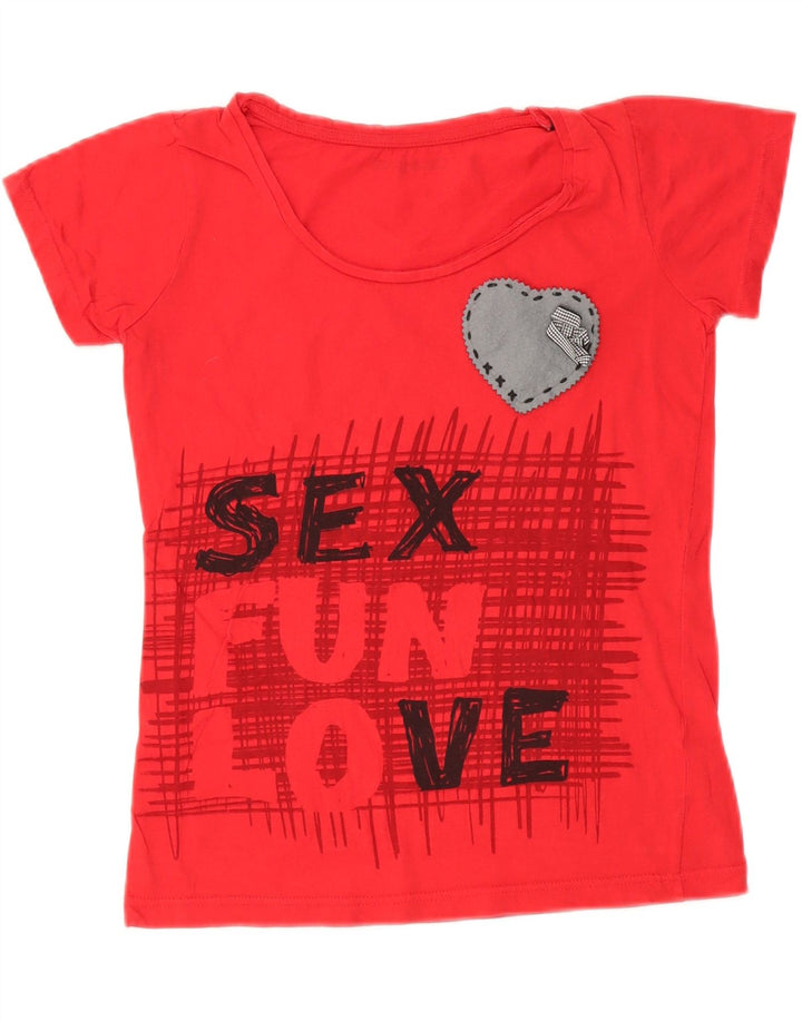 Camiseta feminina gráfica DESIGUAL UK 10 pequeno algodão vermelho