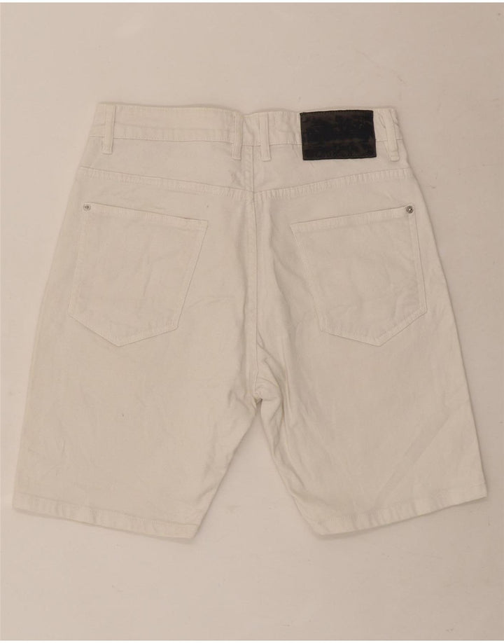 Zara Mens Denim Shorts EU 38 Pequeno W30 Algodão Branco