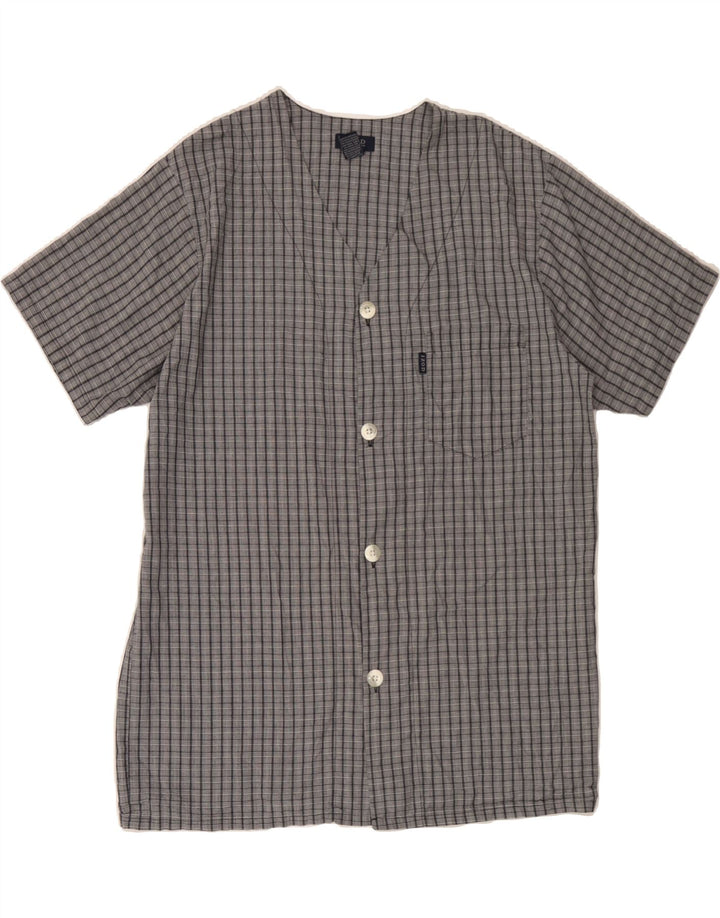 IZOD Mens Short Sleeve Shirt Medium Grey Check Cotton Vintage Izod and Second-Hand Izod from Messina Hembry 