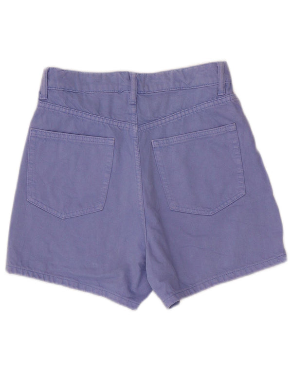 Zara Shorts feminino cintura alta casual UE 36 XS W26 algodão roxo
