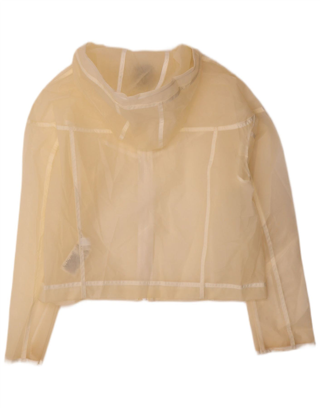 Jaqueta de chuva feminina Nike com capuz grande tamanho UK 10 pequena off white poliuretano