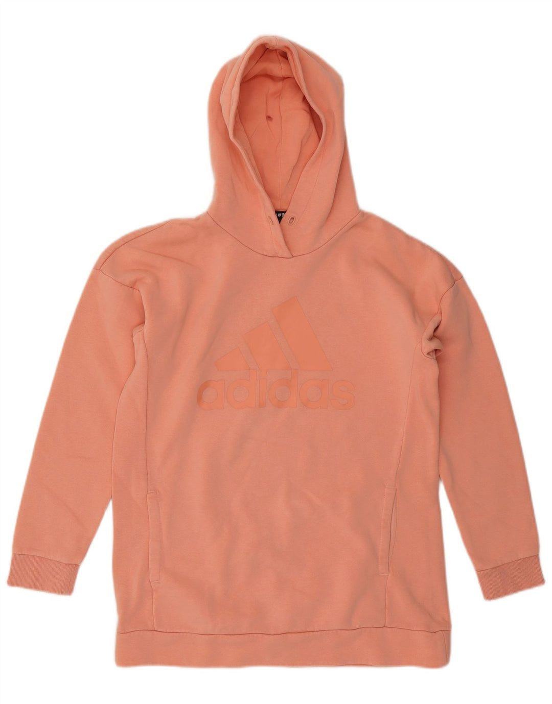 ADIDAS Womens Oversized Graphic Hoodie Jumper Reino Unido 8/10 Pequeno Laranja Algodão