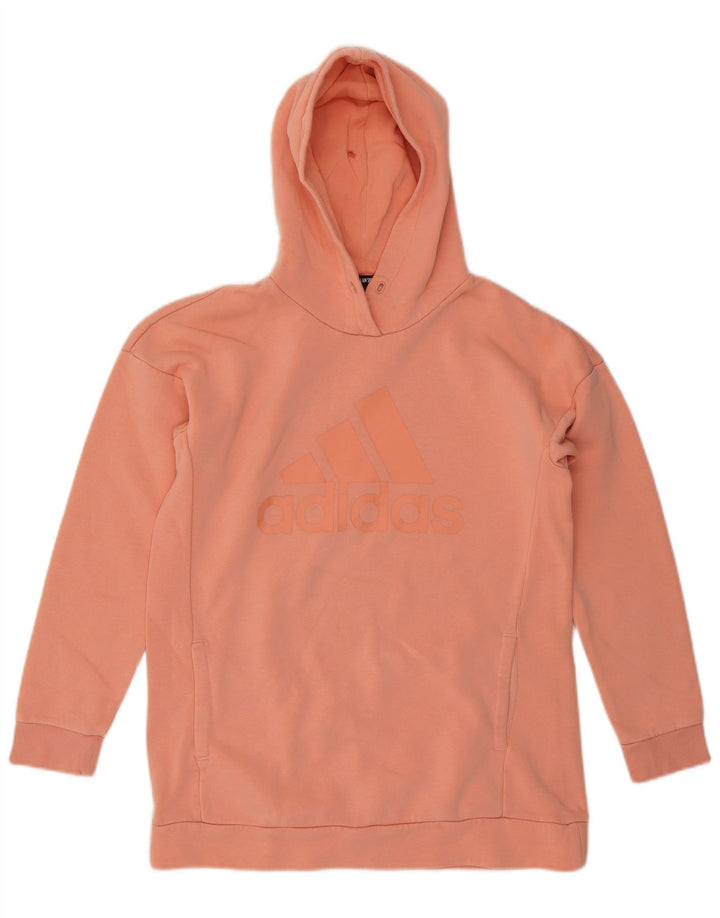 ADIDAS Womens Oversized Graphic Hoodie Jumper Reino Unido 8/10 Pequeno Laranja Algodão
