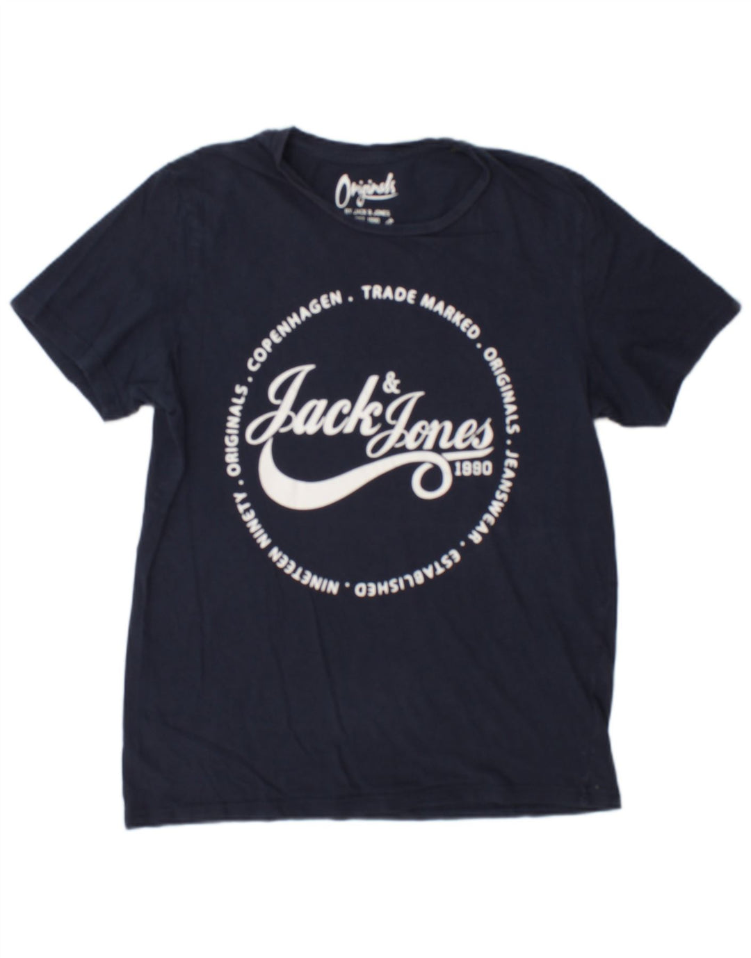 Camiseta gráfica masculina Jack & Jones Top médio algodão azul marinho