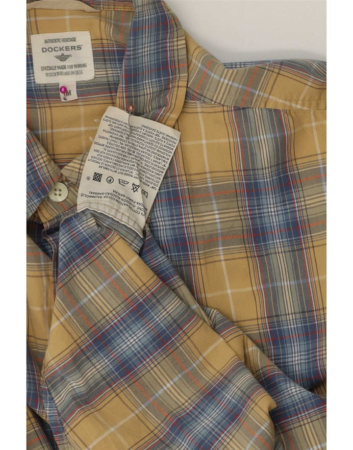 Camisa masculina Dockers de algodão xadrez amarelo médio