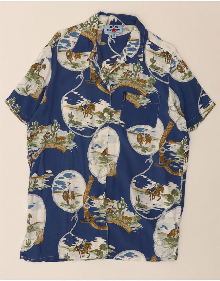 LES COPAINS Camisa feminina com estampa abstrata vestido IT 44 Azul médio