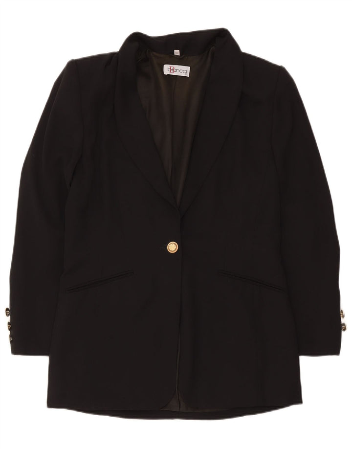 Jaqueta blazer feminina Bianca Longline com 1 botão EU 36 poliéster preto pequeno