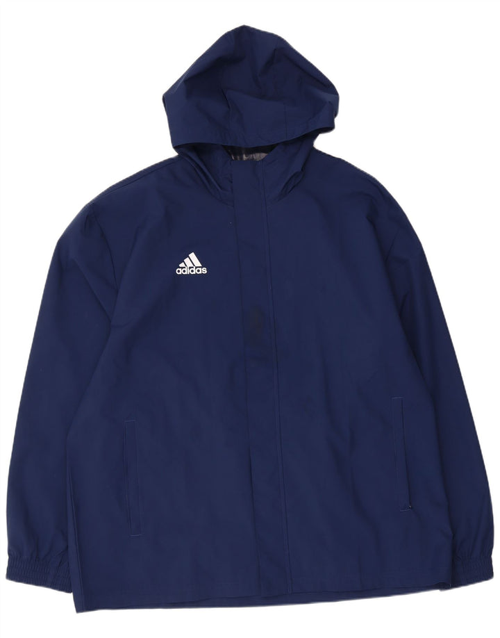 Jaqueta de chuva com capuz masculina Adidas UK 42 XL azul marinho poliéster