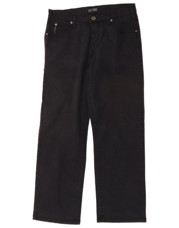 Calça jeans reta masculina Armani W32 L28 algodão preto