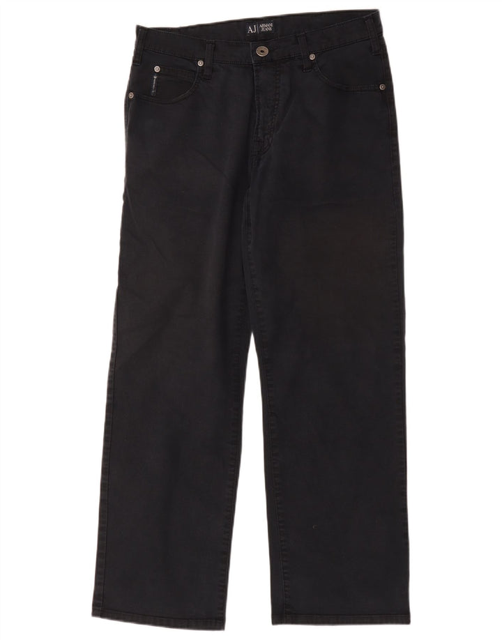 Calça jeans reta masculina Armani W32 L28 algodão preto