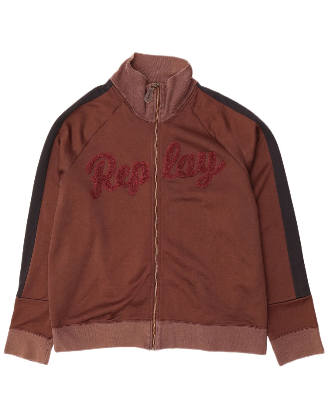 Replay Mens Graphic Tracksuit Top Jacket 2XL Marrom Colourblock Poliéster