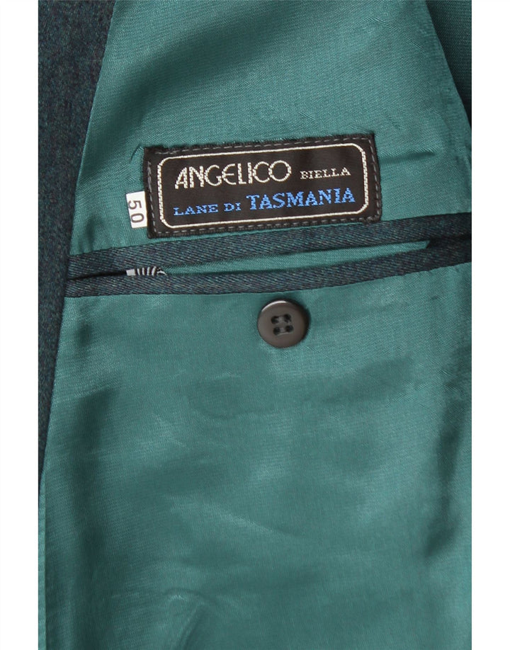 ANGELICO Terno masculino de 2 peças com peito duplo IT 50 Grande W34 L30 Verde