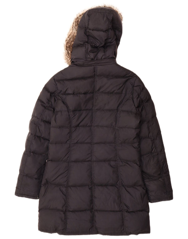 Casaco acolchoado com capuz feminino Tommy Hilfiger Reino Unido 14 poliéster azul marinho médio