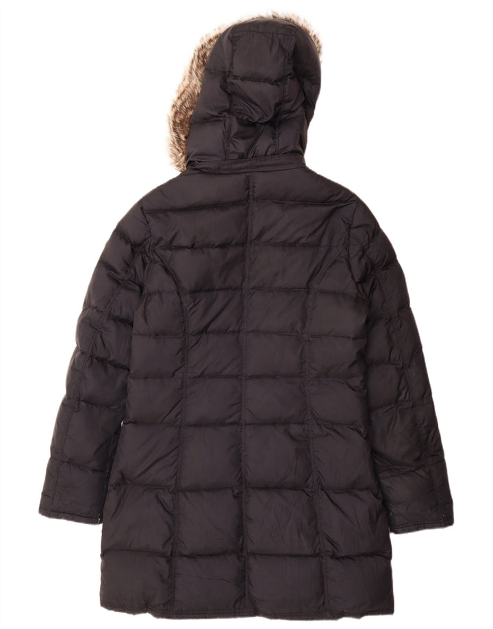 Casaco acolchoado com capuz feminino Tommy Hilfiger Reino Unido 14 poliéster azul marinho médio