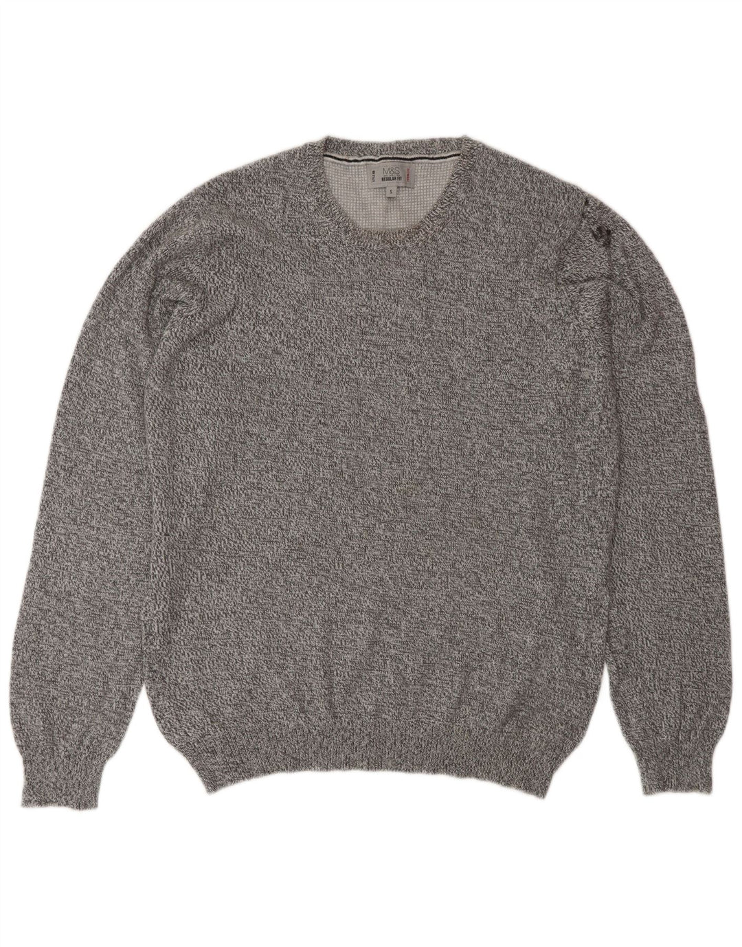 Suéter masculino Marks & Spencer com gola redonda, pequeno cinza manchado
