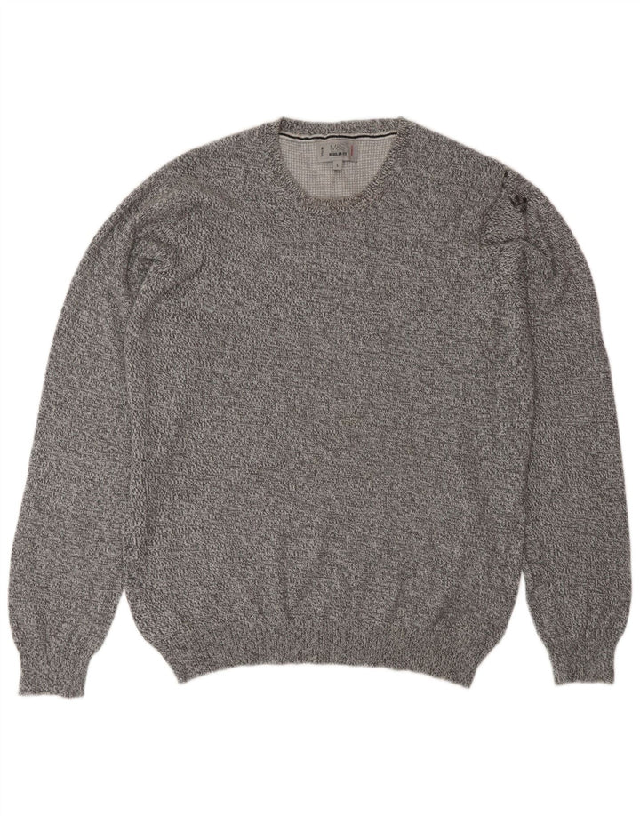 Suéter masculino Marks & Spencer com gola redonda, pequeno cinza manchado