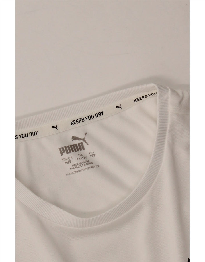 PUMA Girls T-Shirt Top 11-12 Years White Vintage Puma and Second-Hand Puma from Messina Hembry 