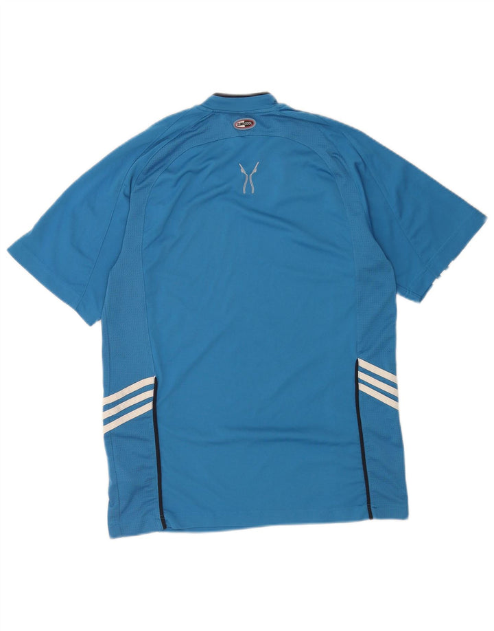 Adidas Mens Camiseta Top Pequeno Azul Colorblock Poliéster