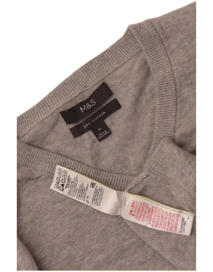 Suéter masculino Marks & Spencer com decote em V XL algodão cinza