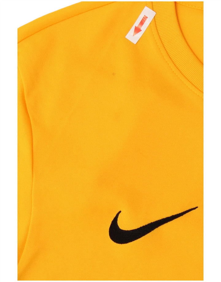 Top gráfico Nike masculino Dri Fit manga comprida poliéster amarelo médio
