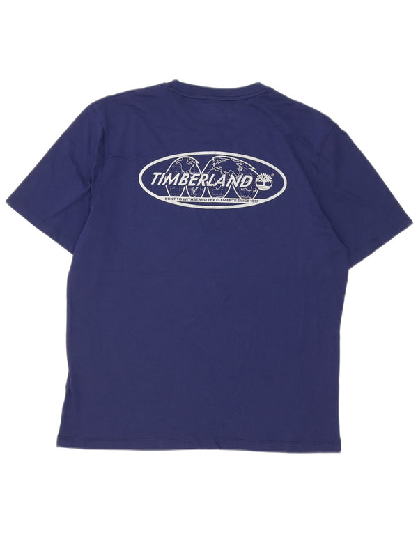 Timberland Camiseta masculina gráfica Top médio algodão azul marinho