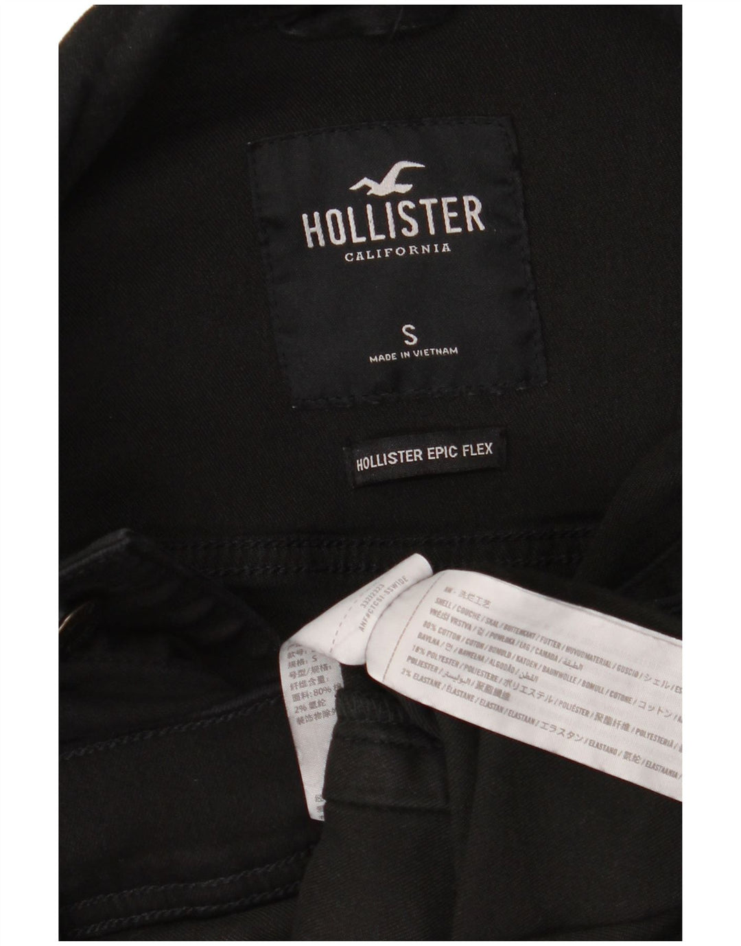 Jaqueta jeans masculina Hollister Reino Unido 36 pequeno algodão preto