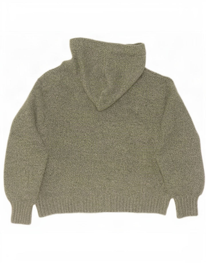 Zara Suéter feminino com capuz grande e grande, Reino Unido 14, médio, verde manchado