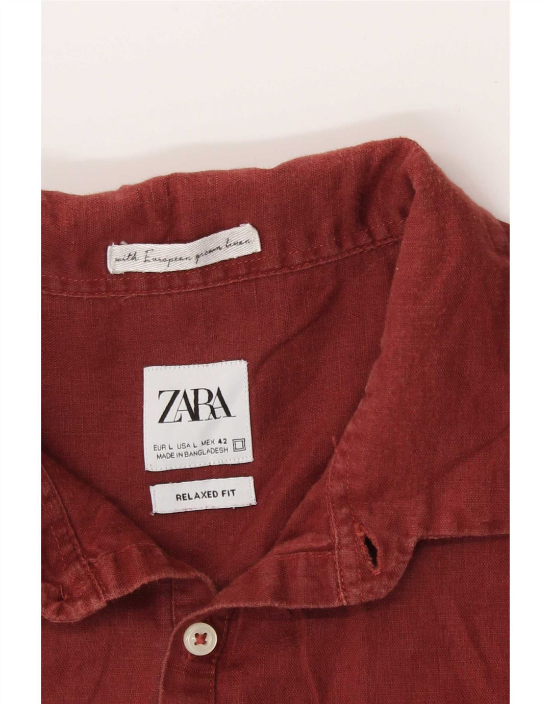 Zara Camisa masculina de manga curta e ajuste relaxado grande Borgonha