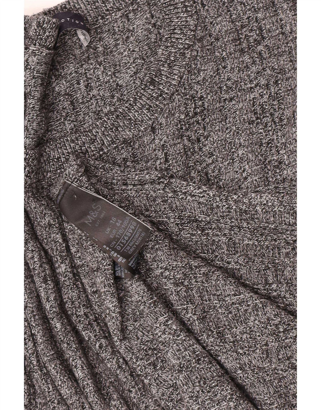 Suéter feminino Marks & Spencer com gola redonda Reino Unido 16 grande cinza acrílico
