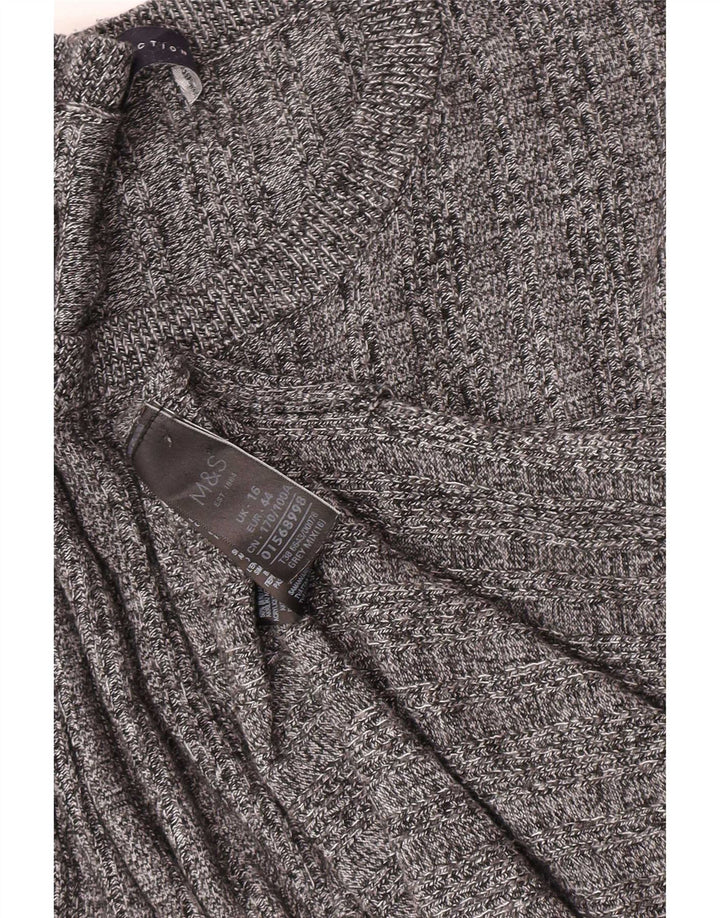 Suéter feminino Marks & Spencer com gola redonda Reino Unido 16 grande cinza acrílico