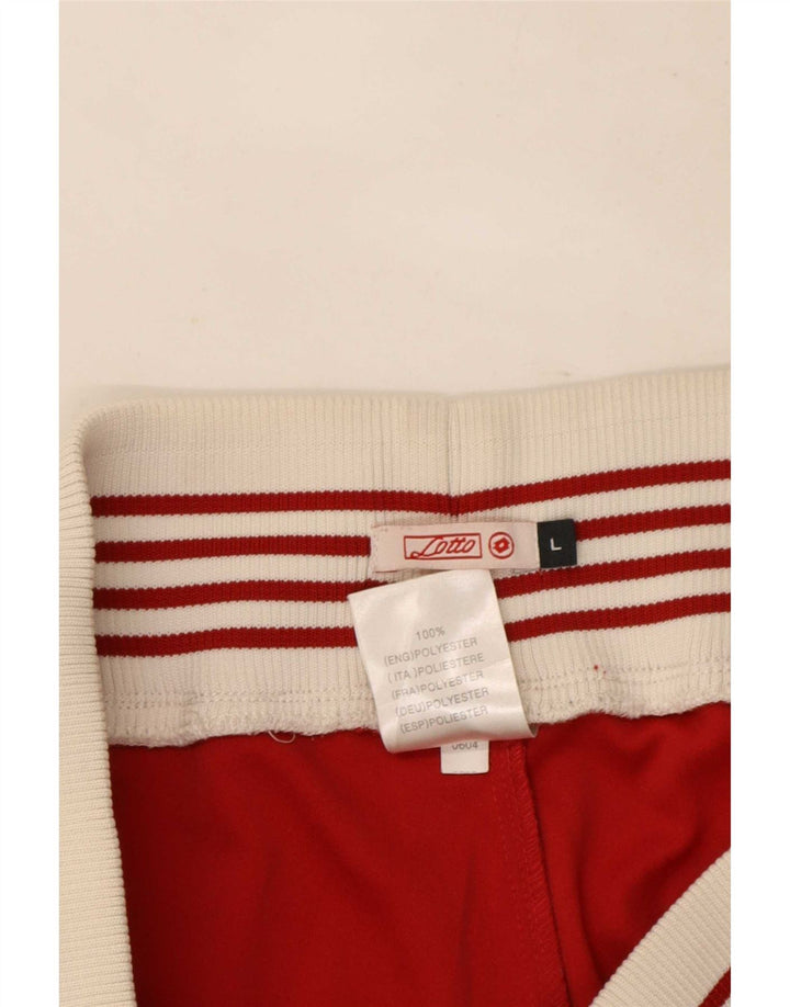 Calça de treino feminina Lotto UK 14 grande poliéster colorblock vermelho