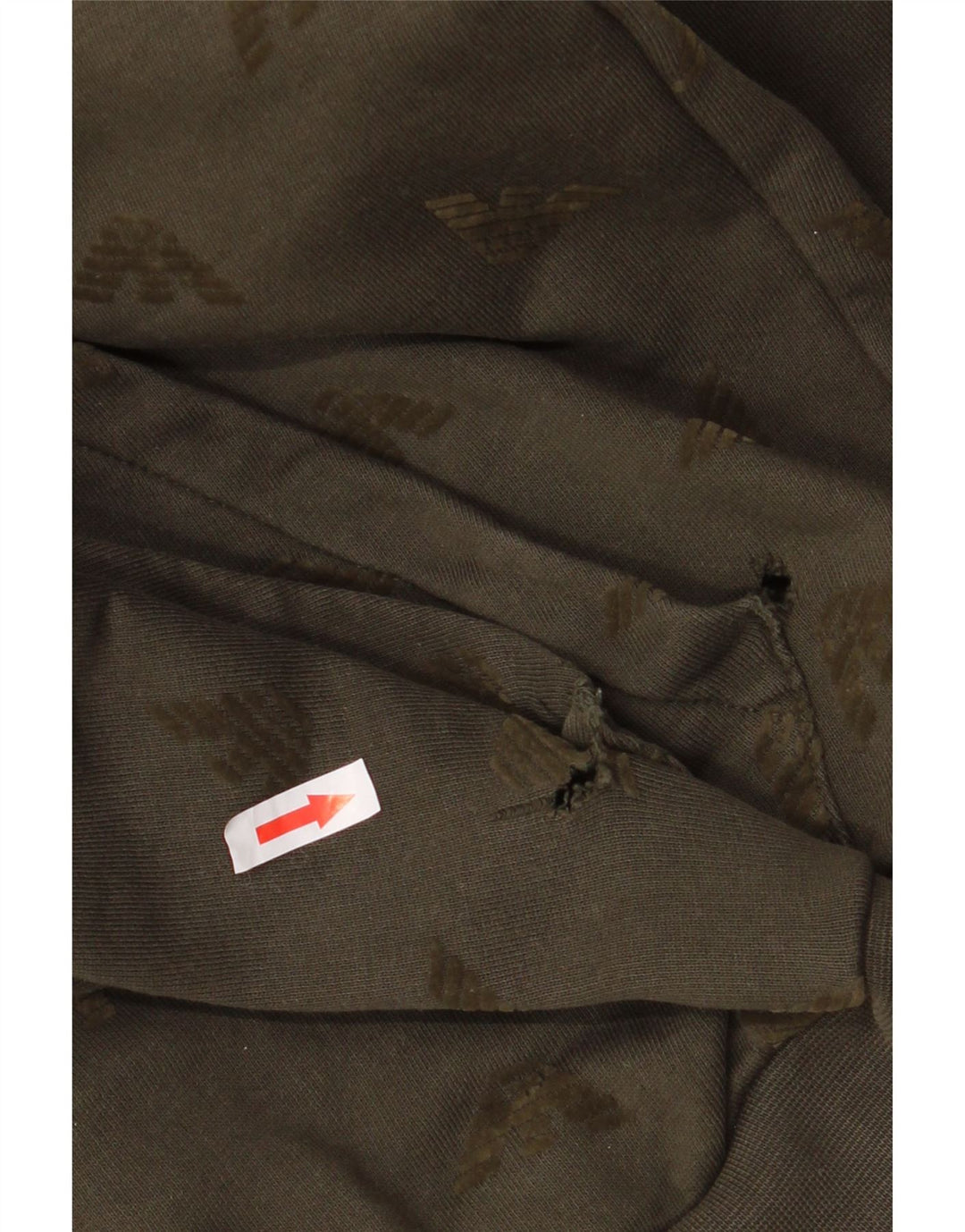 Suéter masculino Armani Jeans com capuz e zíper gráfico pequeno algodão cáqui