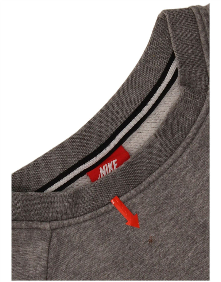 Nike feminino oversized moletom jumper reino unido 10 pequeno cinza algodão