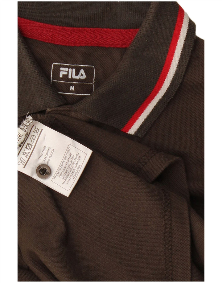 Camisa polo masculina FILA de algodão marrom médio