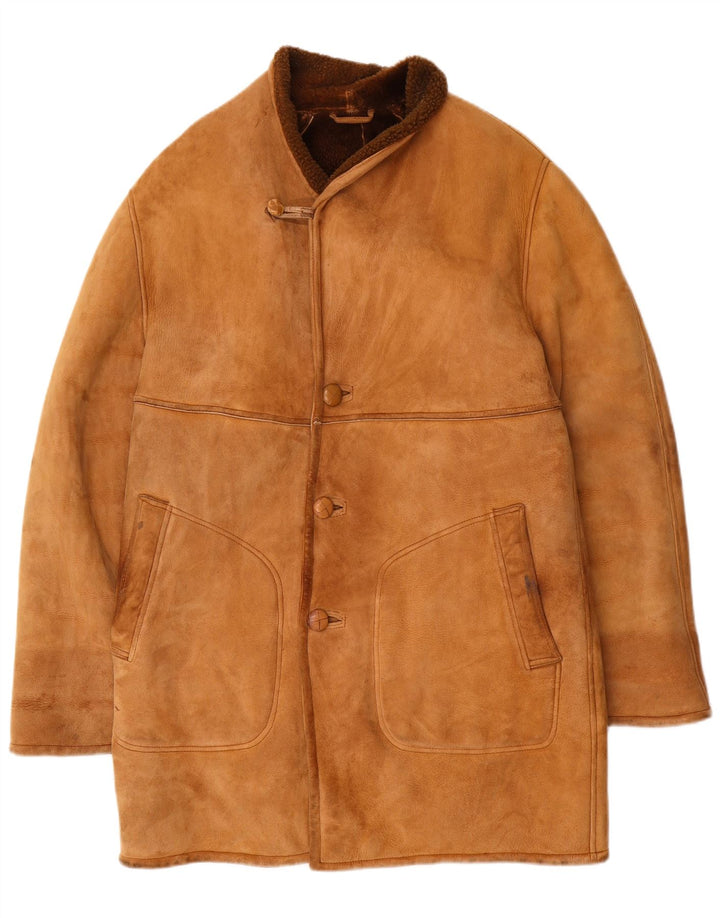 Jaqueta masculina vintage Shearling UK 38 marrom médio