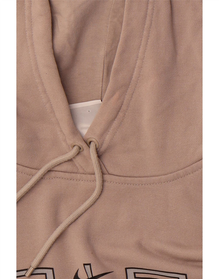 NIKE masculino solto ajuste gráfico moletom com capuz pequeno marrom colorblock algodão