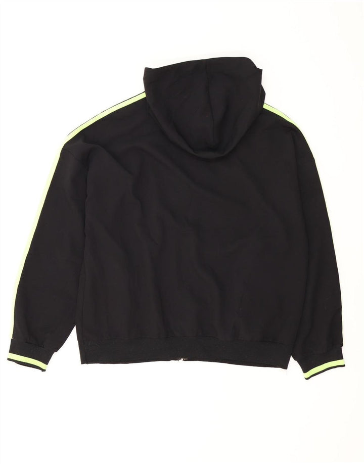 ZARA Suéter feminino com capuz e zíper grande Reino Unido 16 grande poliéster preto