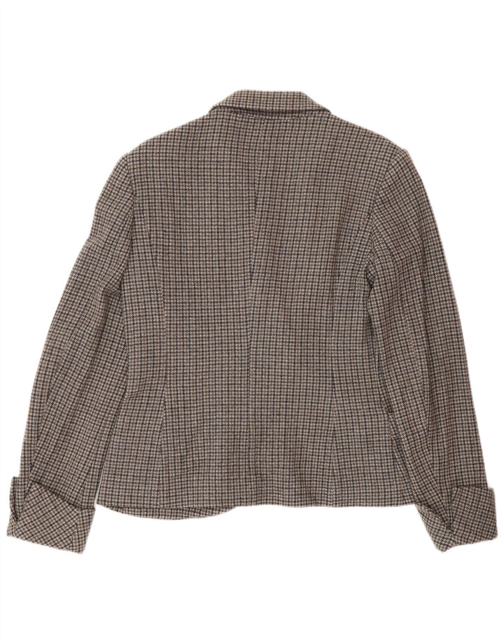 Jaqueta blazer feminina Benetton com 1 botão IT 46 grande cinza houndstooth lã