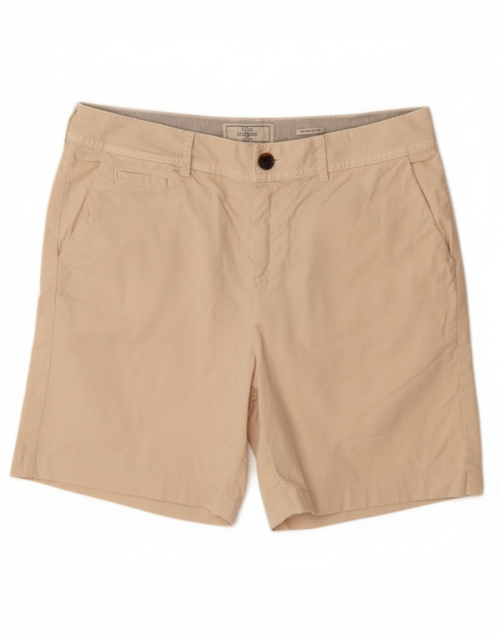 Shorts chino feminino de cintura alta FAT FACE Reino Unido 12 médio W32 algodão bege