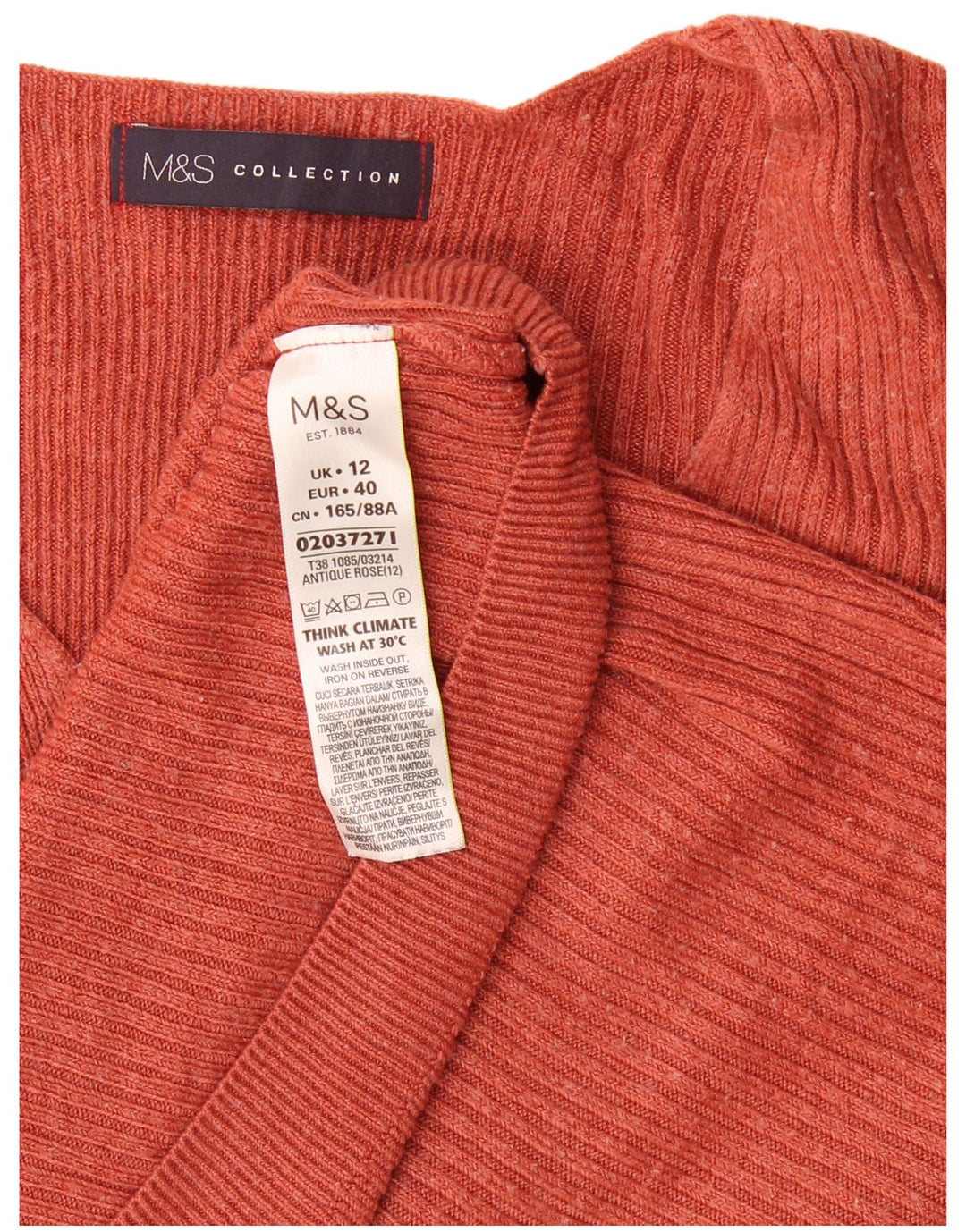 Suéter feminino Marks & Spencer com decote em V Reino Unido 12 acrílico marrom médio
