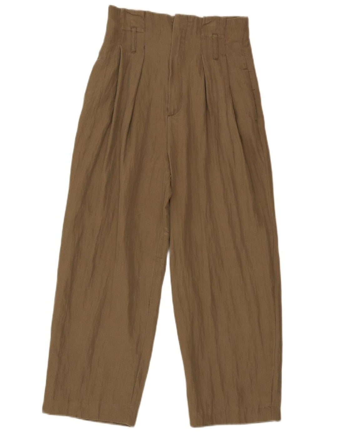 Zara Calça feminina cortada com pegged pequena W26 L24 cáqui
