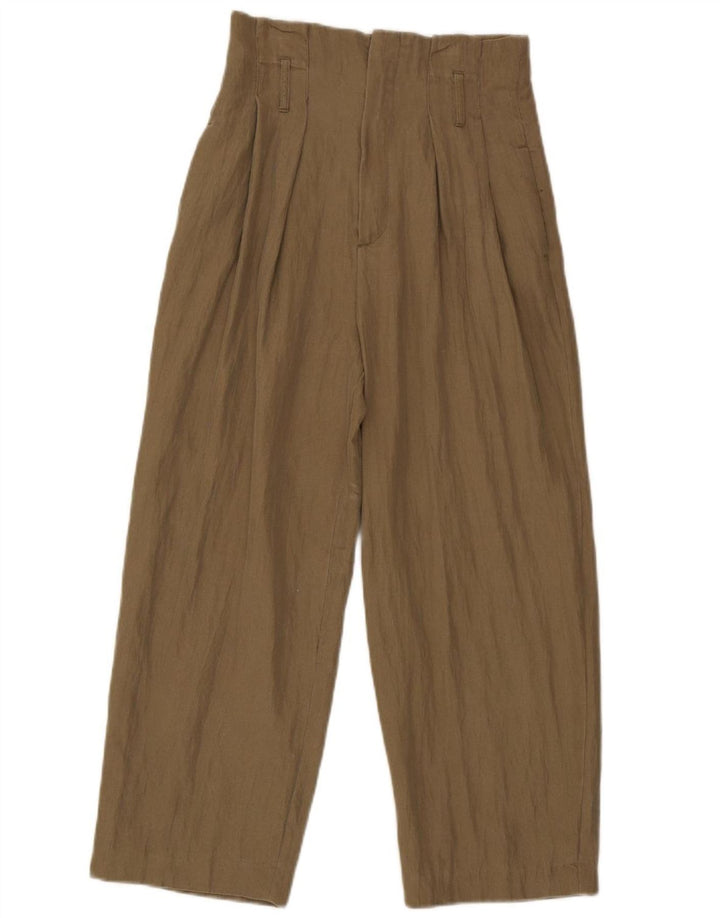 Zara Calça feminina cortada com pegged pequena W26 L24 cáqui