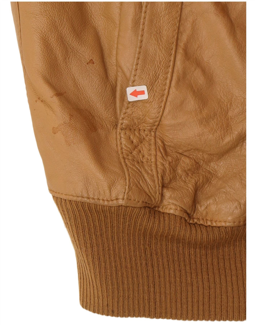 Jaqueta de couro bomber militar vintage masculina Reino Unido 38 bege médio