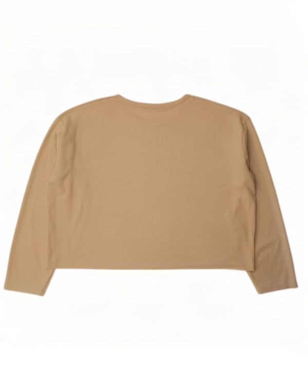 Zara Mens Loose Fit Top Manga Longa Grande Bege