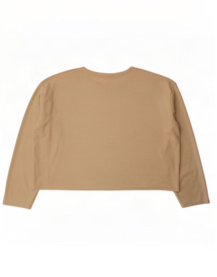 Zara Mens Loose Fit Top Manga Longa Grande Bege