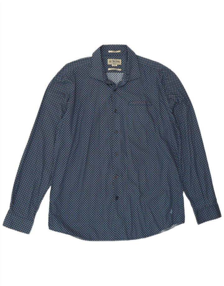 Camisa masculina Marlboro Classics Custom Fit 2XL Azul Marinho Floral Algodão