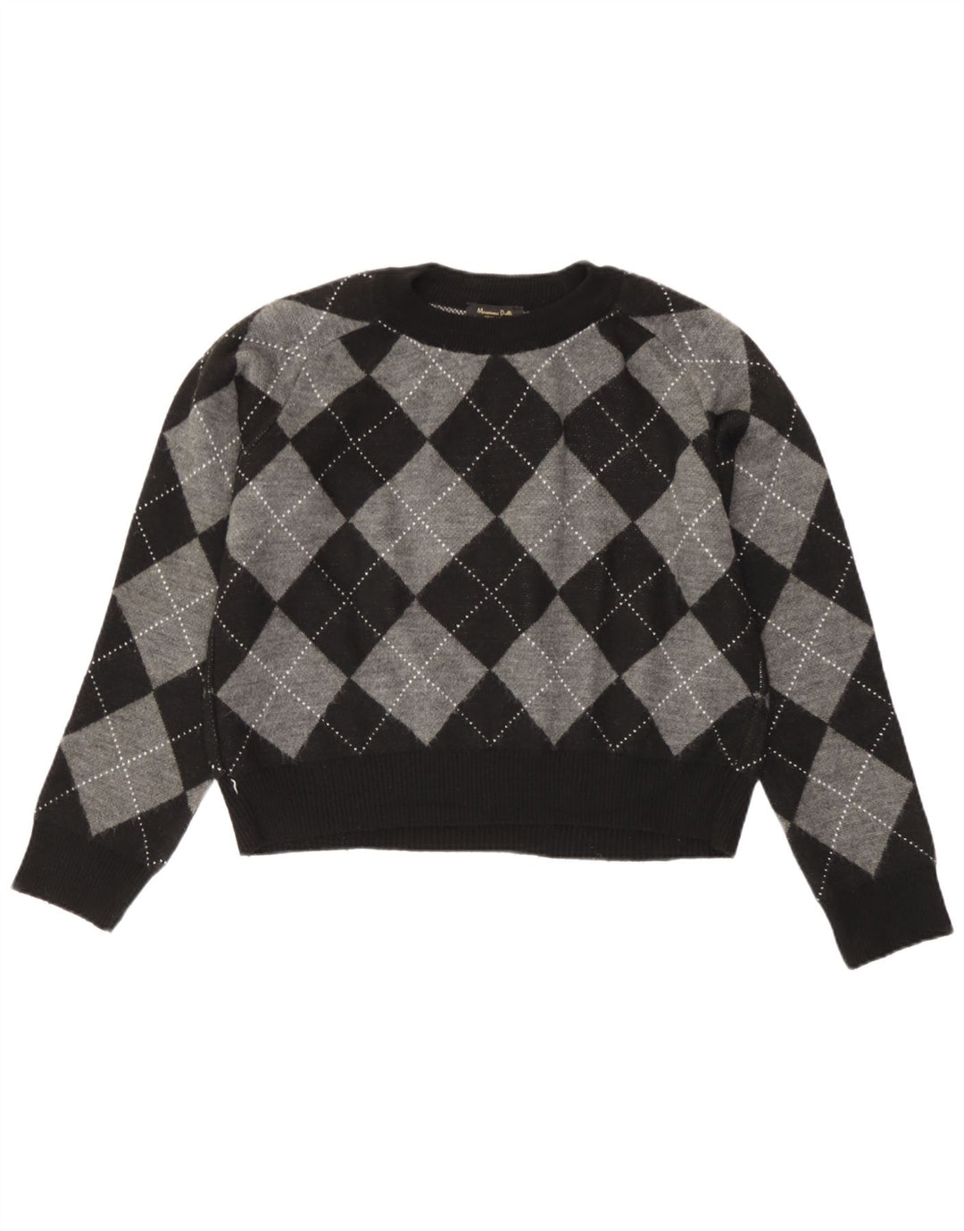 Suéter feminino Massimo Dutti com gola redonda e gola redonda, preto pequeno