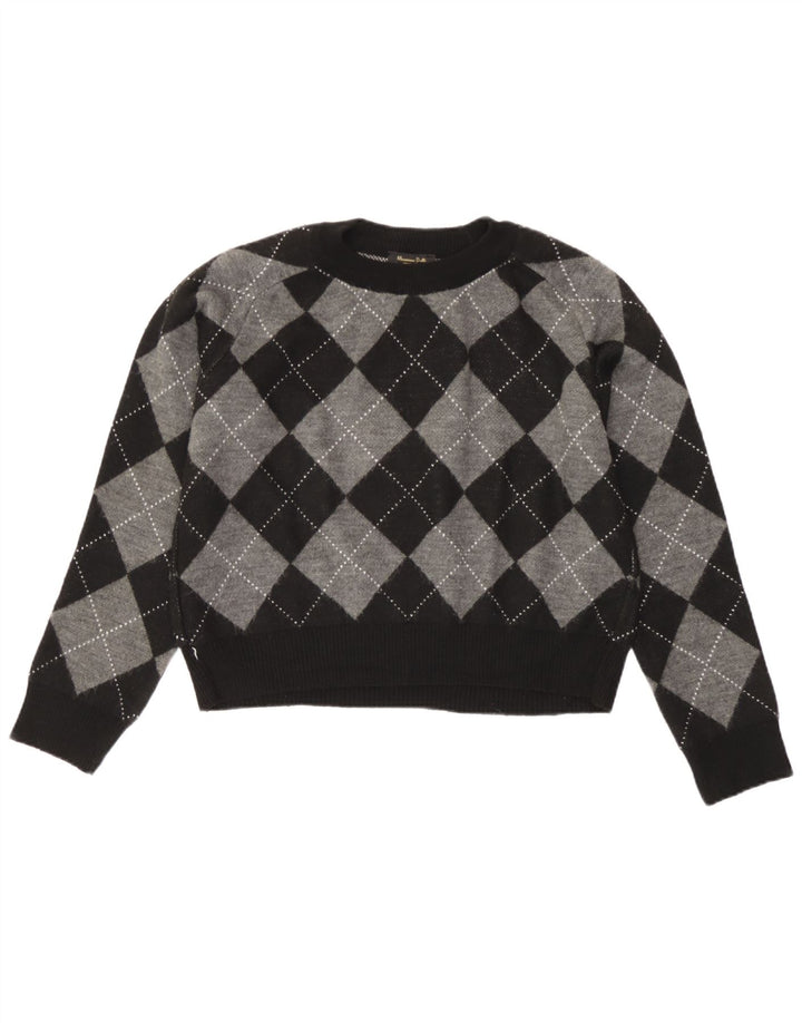 Suéter feminino Massimo Dutti com gola redonda e gola redonda, preto pequeno